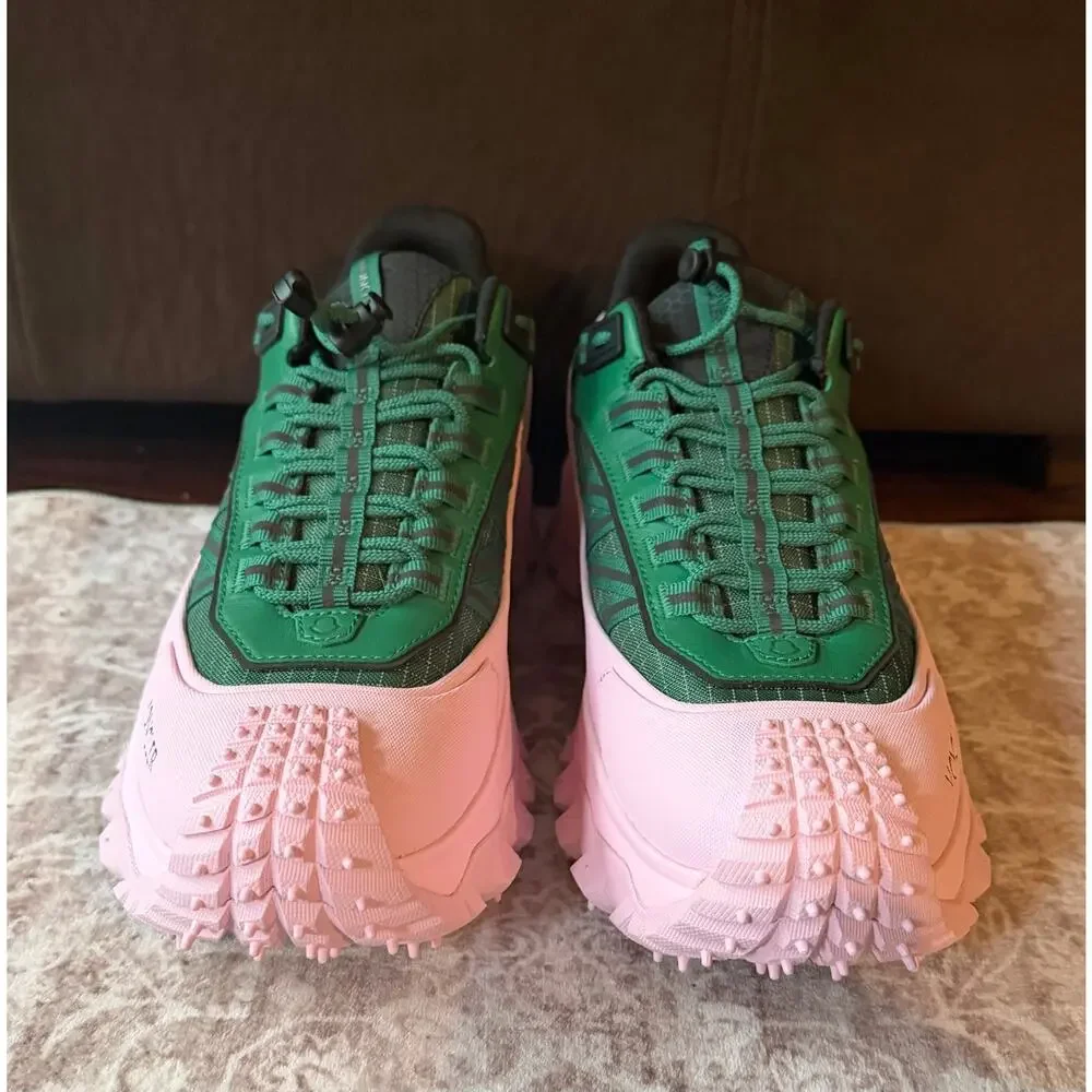 $995 NIB Moncler Trailgrip Pink Green GTX Low-Top Sneakers Shoes Size 44(11)D